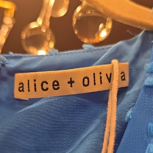 Alice + Olivia Blue Ruffle Sleeve Mini Dress No Tag See Mesurements - Picture 2 of 16